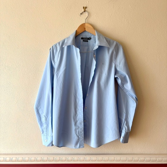 Lauren Ralph Lauren Tops - Lauren Ralph Lauren Light Blue Non-Iron Button Down Shirt Monogram Size M Cotton